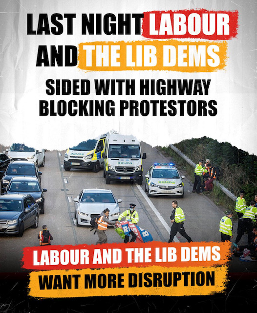 Labour and Lib Dems sided with Highway protestors. 